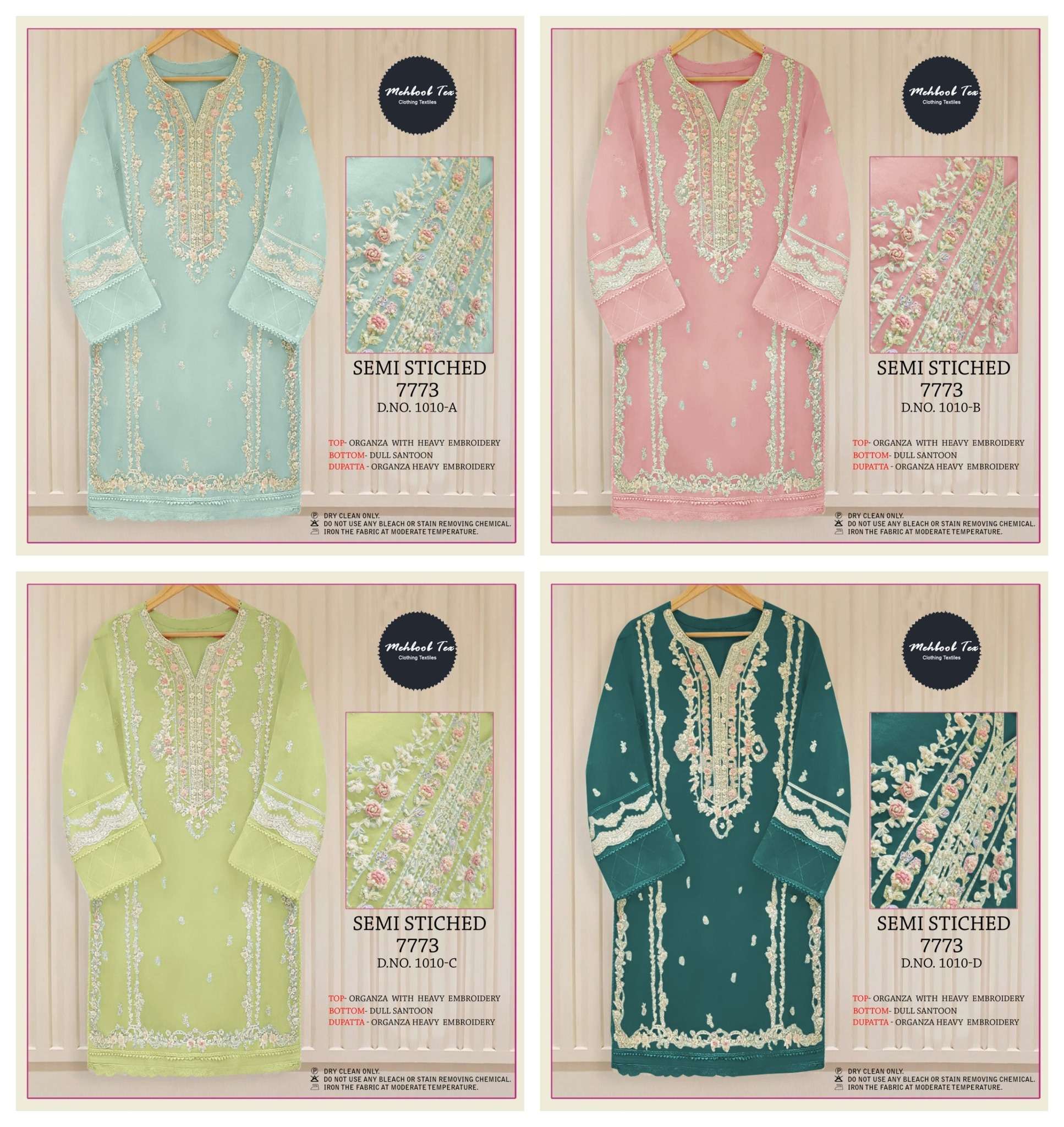 MEEHBOOB  TEX SEMI STITCHED VOL. 1  DESGIN NO 1010 ABCD 